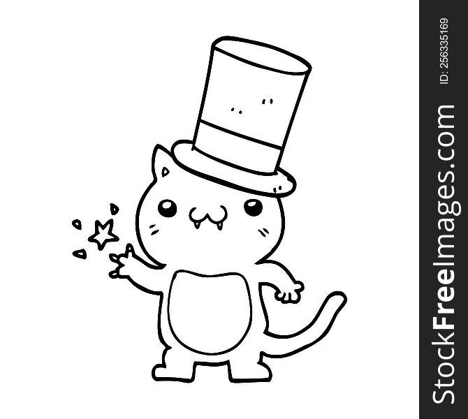 cartoon cat wearing top hat