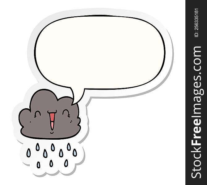 Cartoon Storm Cloud And Speech Bubble Sticker