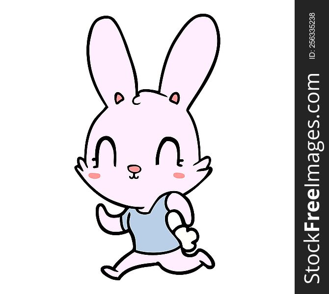 cute cartoon rabbit running. cute cartoon rabbit running