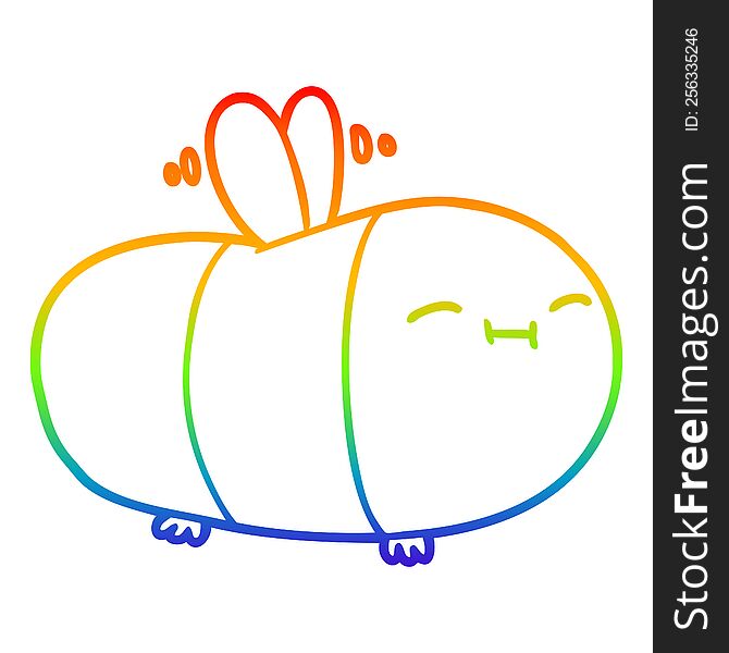 Rainbow Gradient Line Drawing Happy Cartoon Bee