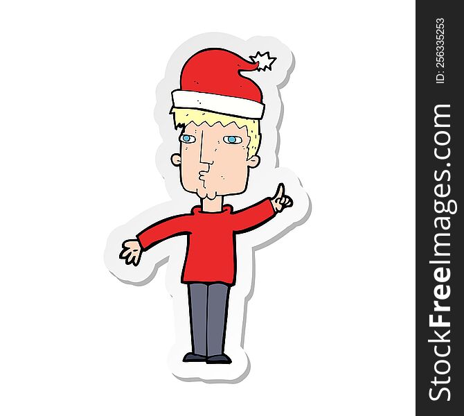 sticker of a cartoon man ready for christmas