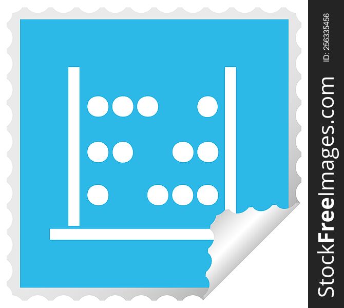 square peeling sticker cartoon of a maths abacus