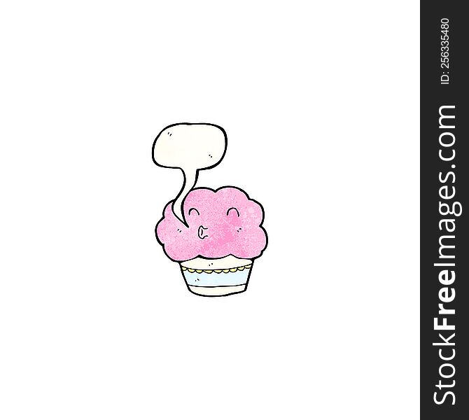 cartoon cupcake with speech bubble