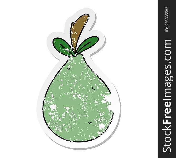 Distressed Sticker Of A Quirky Hand Drawn Cartoon Pear