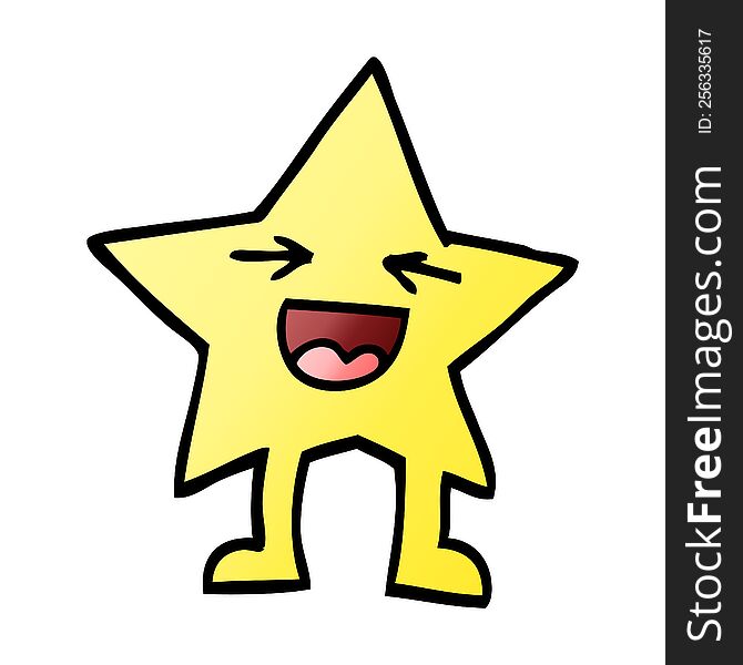 Vector Gradient Illustration Cartoon Laughing Star Character