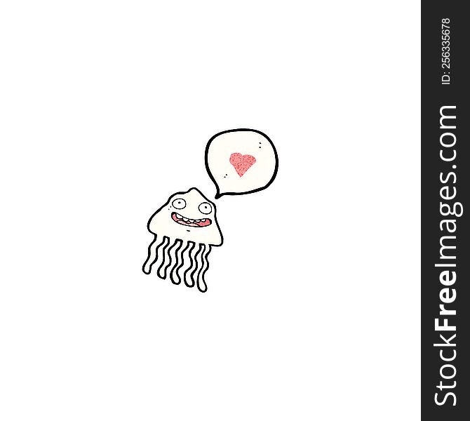 cartoon jellyfish with love heart