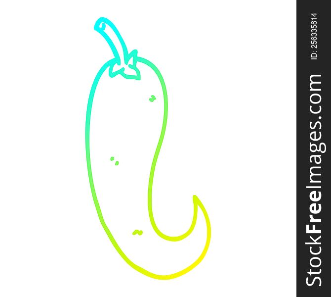 Cold Gradient Line Drawing Cartoon Chilli Pepper