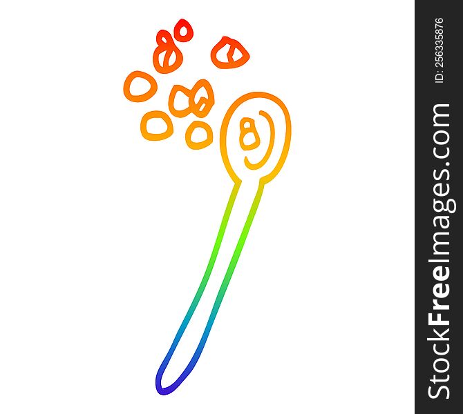 Rainbow Gradient Line Drawing Cartoon Cereal On A Spoon