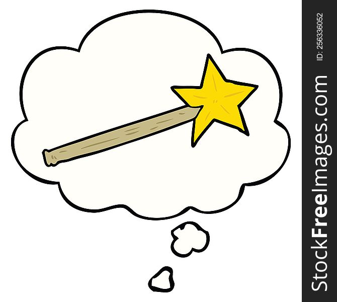 Cartoon Magic Wand And Thought Bubble