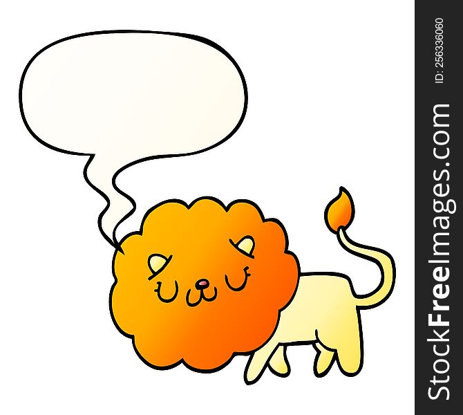 Cartoon Lion And Speech Bubble In Smooth Gradient Style
