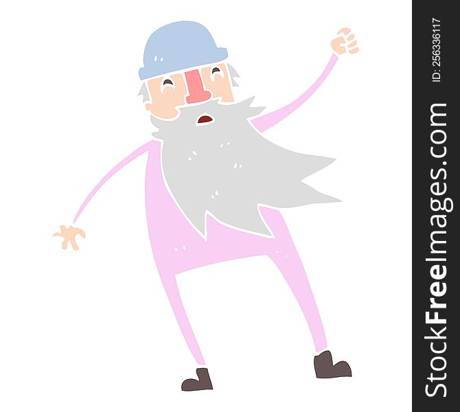 flat color illustration of old man in thermal underwear. flat color illustration of old man in thermal underwear