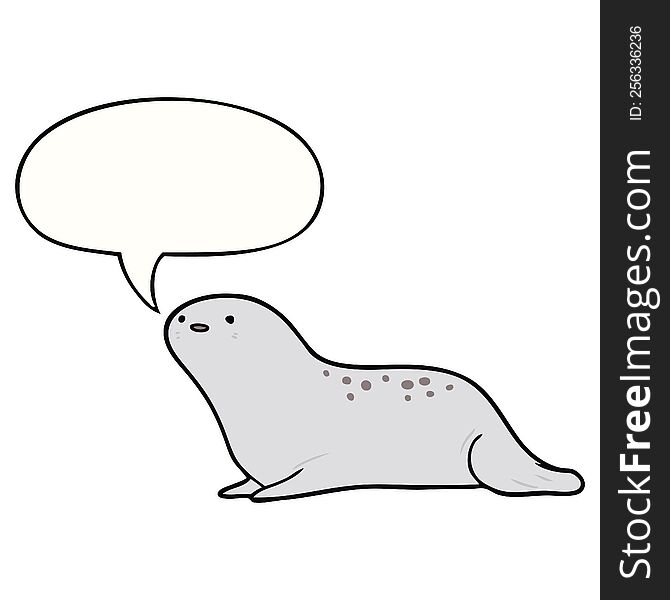 cute cartoon seal with speech bubble. cute cartoon seal with speech bubble