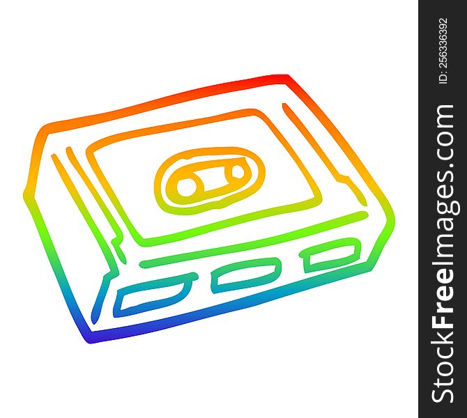 rainbow gradient line drawing of a cartoon cassette tape deck