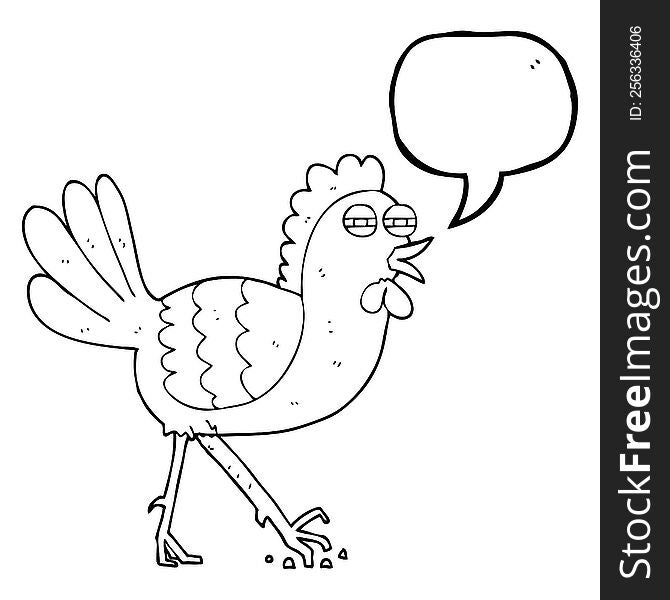 freehand drawn speech bubble cartoon chicken
