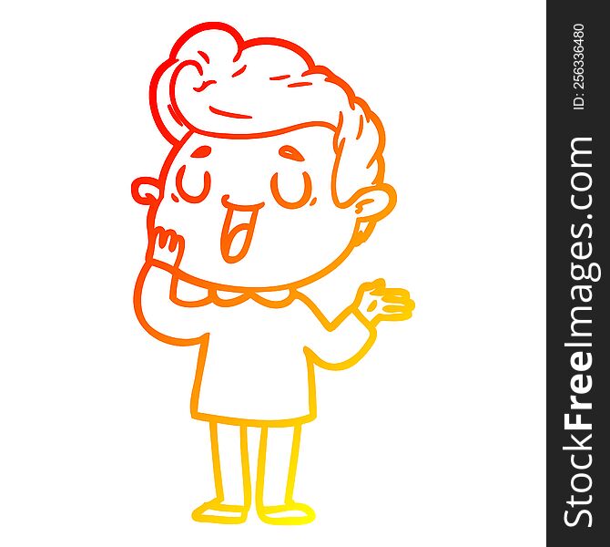 Warm Gradient Line Drawing Happy Cartoon Man