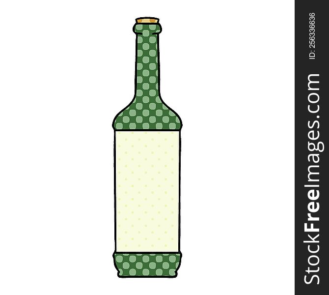 Quirky Comic Book Style Cartoon Wine Bottle