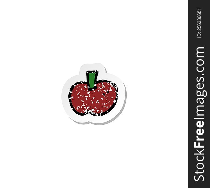 Distressed Sticker Of A Cartoon Apple Symbol