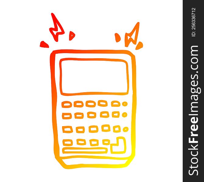 warm gradient line drawing of a cartoon calculator