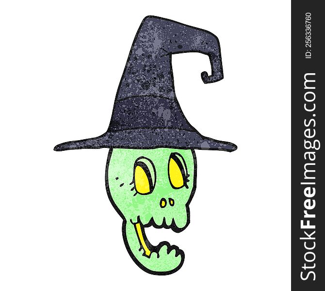 Texture Cartoon Skull Wearing Witch Hat