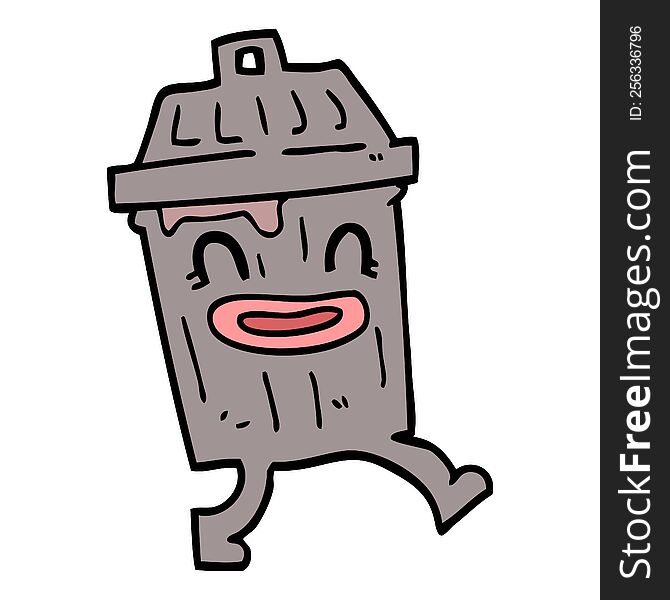 cartoon doodle waste bin