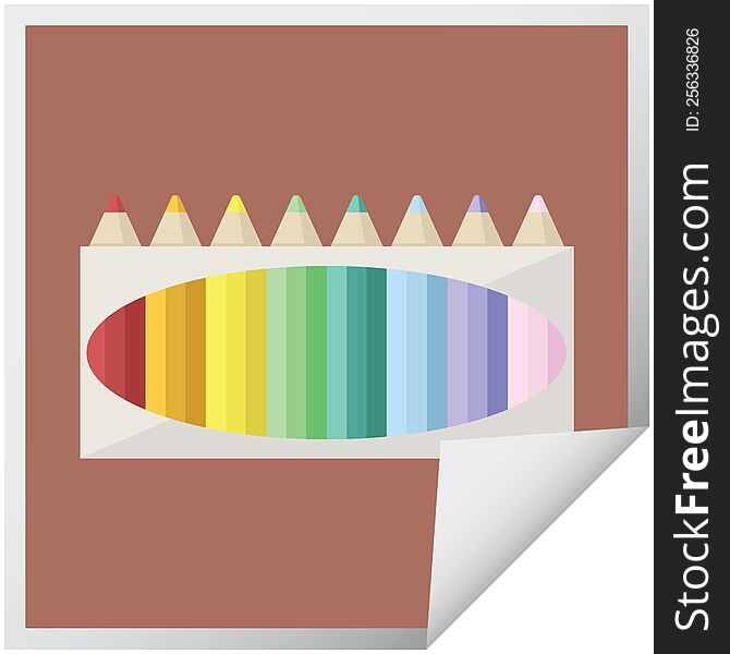 pack of coloring pencils graphic vector illustration square sticker. pack of coloring pencils graphic vector illustration square sticker