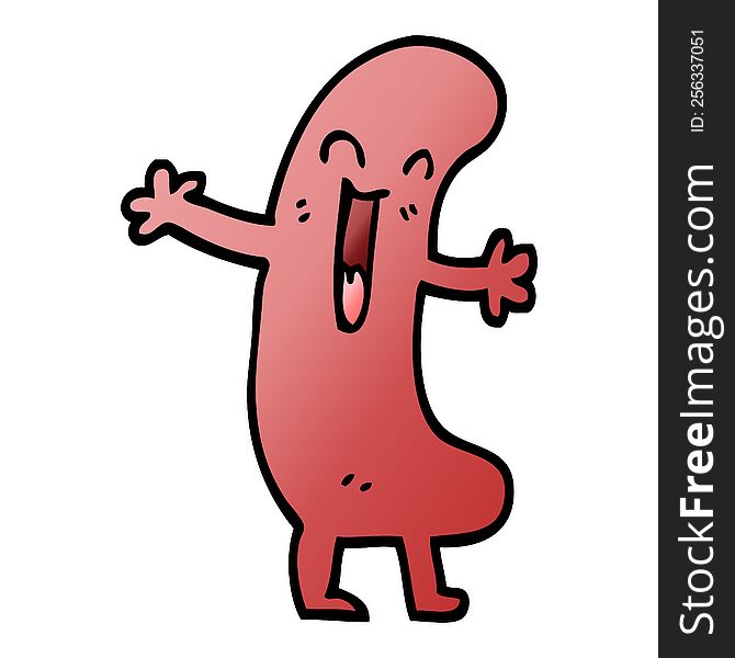 Vector Gradient Illustration Cartoon Happy Sausage