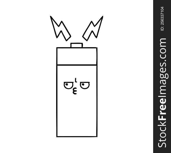 Line Drawing Cartoon Battery