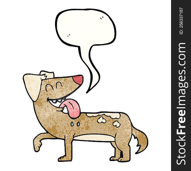Speech Bubble Textured Cartoon Panting Dog