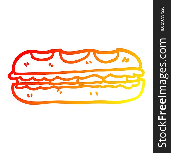 warm gradient line drawing of a cartoon tasty sandwich