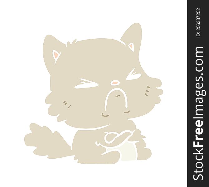 Cute Flat Color Style Cartoon Angry Cat