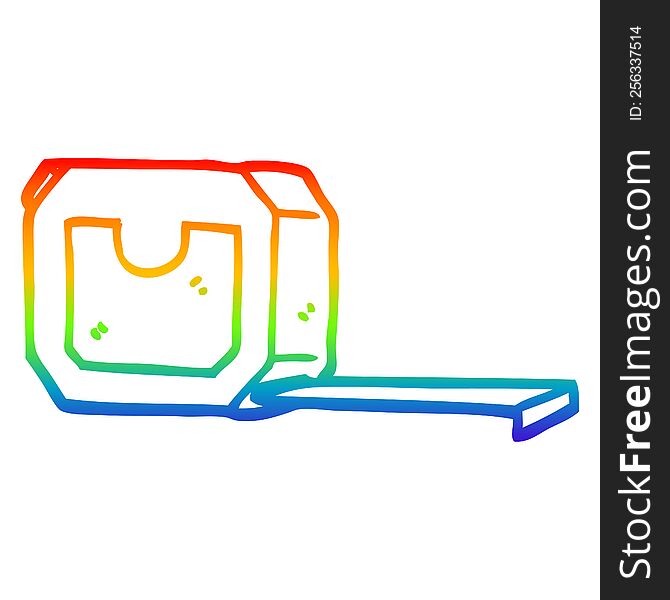 rainbow gradient line drawing of a cartoon measuring tape