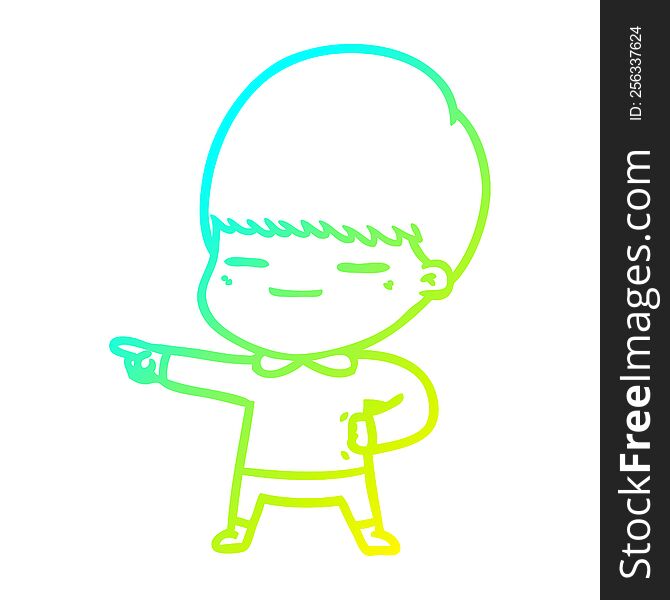 Cold Gradient Line Drawing Cartoon Smug Boy