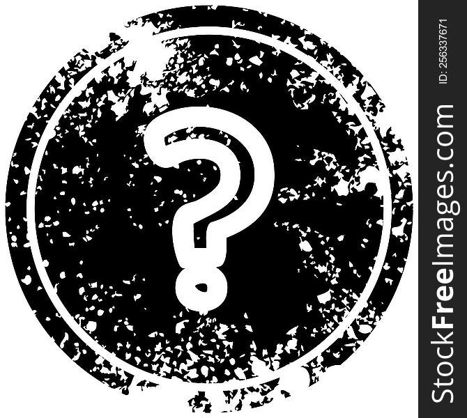 question mark distressed icon symbol