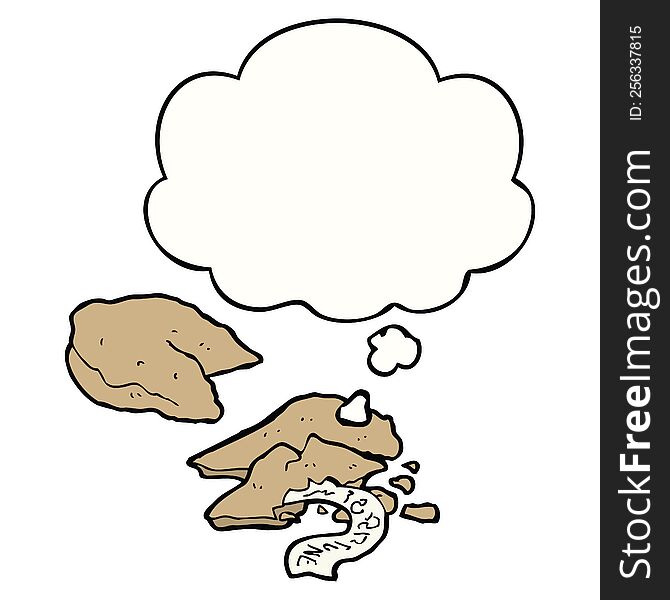 cartoon fortune cookies with thought bubble. cartoon fortune cookies with thought bubble