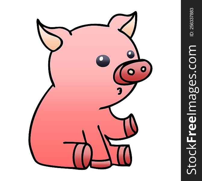 Quirky Gradient Shaded Cartoon Pig