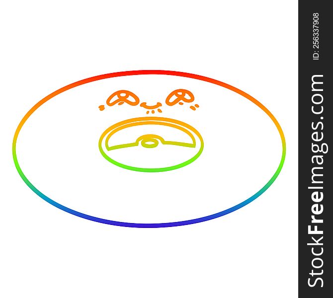 rainbow gradient line drawing of a cartoon old vinyl record