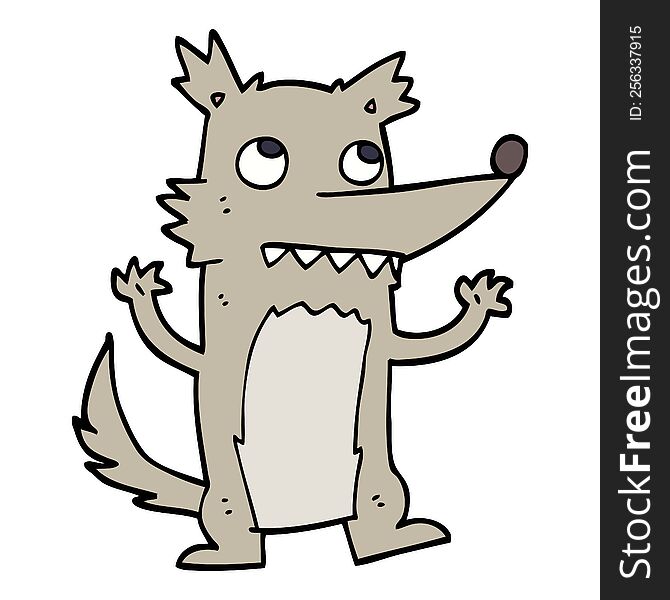 hand drawn doodle style cartoon wolf