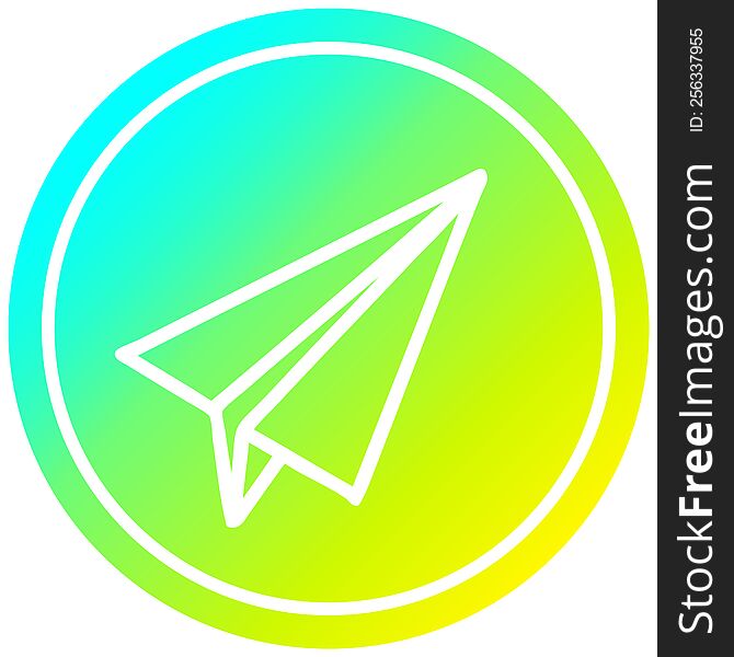 paper plane circular icon with cool gradient finish. paper plane circular icon with cool gradient finish