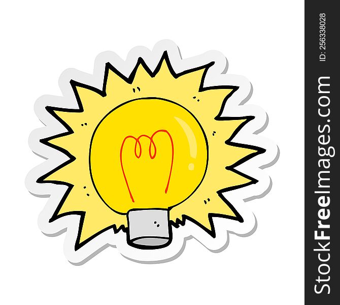 sticker of a cartoon electric light bulb