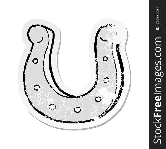 retro distressed sticker of a cartoon horseshoe