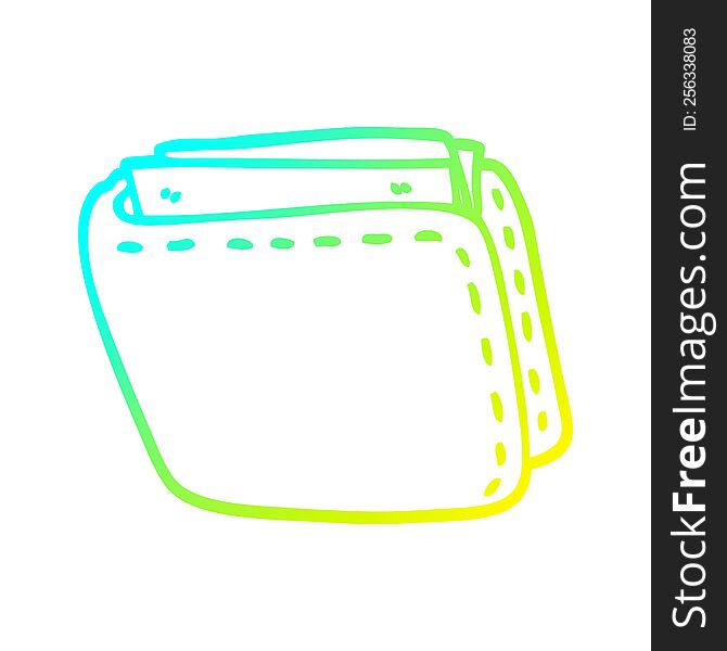 cold gradient line drawing of a cartoon old leather wallet