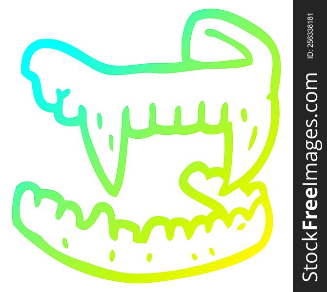 cold gradient line drawing of a cartoon halloween fangs