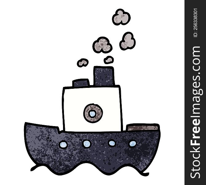 Cartoon Doodle Steam Boat