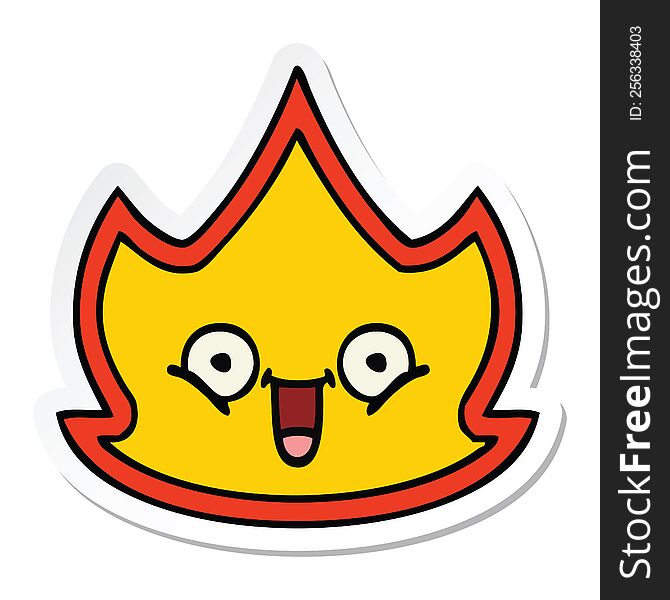Sticker Of A Cute Cartoon Happy Fire