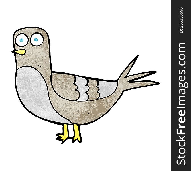 freehand textured cartoon pigeon