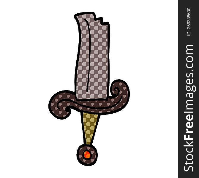 cartoon doodle jeweled sword