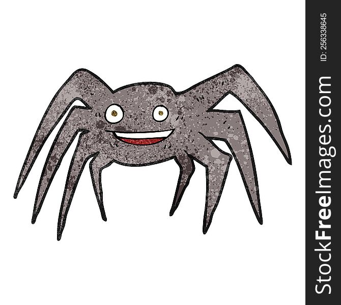 freehand textured cartoon happy spider