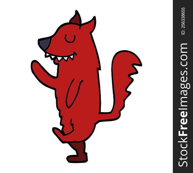 cartoon doodle fox walking