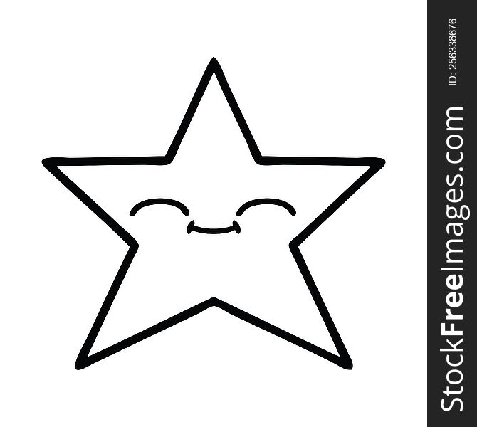 line drawing cartoon of a gold star