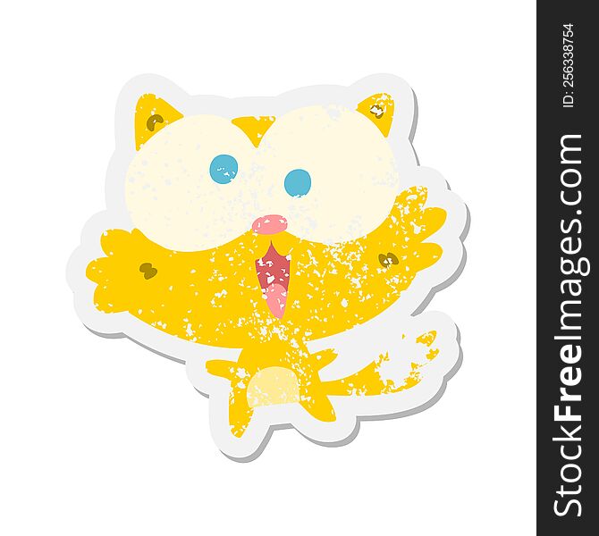 Crazy Cartoon Cat Grunge Sticker